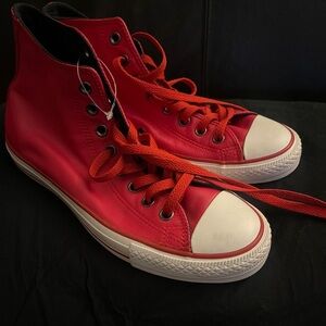 Converse Chuck Taylor All Star Bright Red LTHR Hi Top SZ 7.5M-9.5W RARE NWOB
